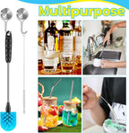 5 Pack Bottle Cleaning Brush Set, Stainless Steel Scrub Cleaner Brush with 15'' Long Handle and 3 Straw Brushes, Flexible for Cleaning Sport Water Bottles, Straws, Coffee Mug, Cups, Baby Bottle