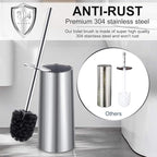 Toilet Brush and Holder, 2 Pack Toilet Brush with 304 Stainless Steel Long Handle, Toilet Bowl Brush for Bathroom Toilet-Ergonomic, Elegant,Durable (Silver)