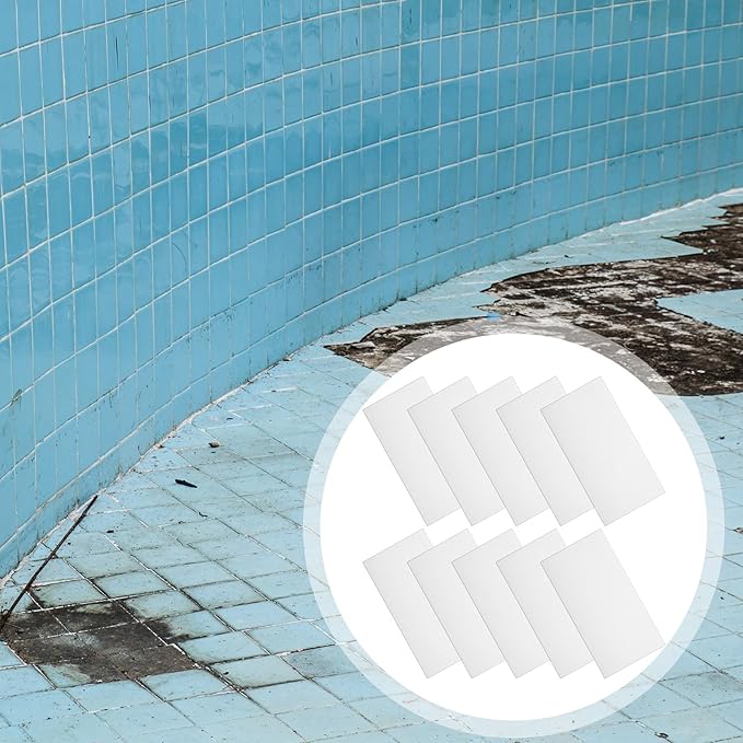 10 Pcs Bathtub Hole Patch Siding Wall Repair Kit Waterproof Patch Holes Blemishes Tools Self Adhesive White Tape for Cracked Pool Liner Roof Skylight and Vinyl Skirting(White)