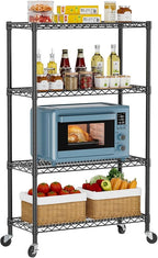 Golpart 4 Tier Shelves Storage Shelf Wire Closet Bathroom Organizers Metal Pantry Kitchen Garage Shelving Unit Laundry Room Organization Home Rack Net Basket Black 14”D X 36”W X 58”H