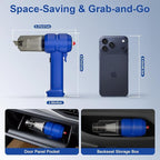 Vinid Handheld Car Vacuum Cleaner, 12000Pa Cordless Wet/Dry Vacuum & Air Blower, with Safety Hammer & Seatbelt Cutter, 80W 6000mAh Battery, HEPA Filter, Type-C Charging for Car Home Emergency, Blue