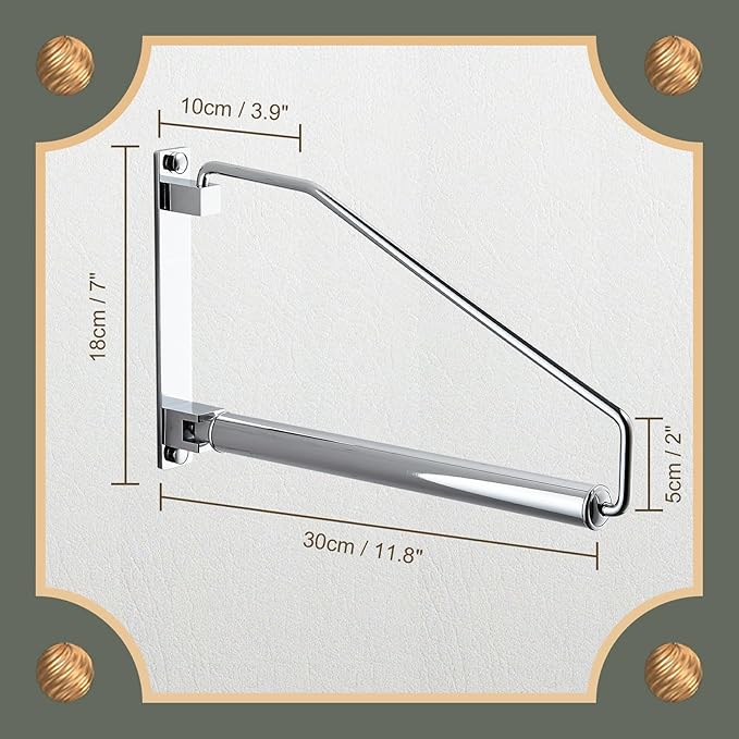 Laundry Hanger,NEWRAIN Wall Mounted Clothes Hanger with Swing Arm Holder Brass Hanging Drying Rack Space Saver,Chrome