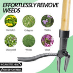 Weeder - Stand Up Weed Puller Tool Made with Long Handle - Real Bamboo & 4-Claw Steel Head, Weeding Tool Weed Remove Tool for Lawn/Yard