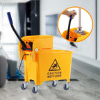 Ridgeyard 5.28 Gallon Side Press Yellow Mop Bucket with Wringer, Mop Bucket with Wringer Set for Home Use, Dirty Water Separator, 11x16.92x27.55 Inch