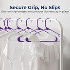 SereneLife 100 Pack Plastic Hangers, Non-Slip, Space-Saving Closet Organizers, Durable and Strong for Shirts, Sweaters, Hoodies, Kids Clothes & Dresses, Ultra-Thin, Lightweight