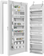 HOMELUX THEORY UPGRADED Over The Door Organizer Hanging - 100D EXTRA THICK & 50lbs HUGE CAPACITY 6 Large Front & 12 Side Pockets, Over The Door Shoe Organizer, Hanging Closet Organizer (LightGray 1pc)