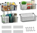 Sonyabecca 4 Pack Hanging Wall Basket for Organizing, Large Wire Basket for Storage Pantry with 5 S Hook+4 Adhesive Hook, Wall Mounted Shelf for Kitchen Bathroom