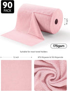 Fantasticlean Microfiber Cleaning Cloth Roll -90 Pack, Tear Away Microfiber Towels, 12" x 12", Reusable, Washable, Scratch Free, Ultra Absorbent Dishcloth for Car, Home Supplies, Pet, Kitchen (Pink)