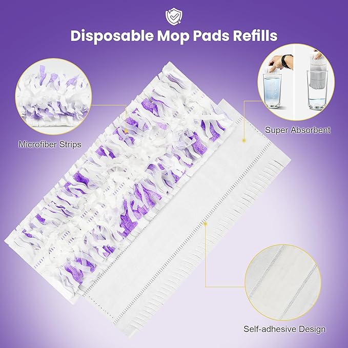 40 Pack Disposable Refill Pads for Power Mop Multi-Surface and PowerMop Wood Mop, Repalcement Spray Mopping Pads for All Safe Floors