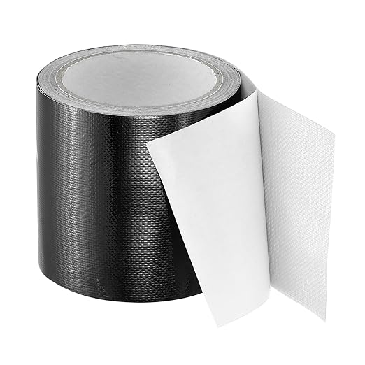 PATIKIL Awning Repair Tape 8m x 10cm Waterproof Canvas Tape High Adhesive Tear Repair Patch Kit for PVC Tarpaulin Tent Awning Fabric RV Sail Boat Cover, Black (4" x26.24ft)