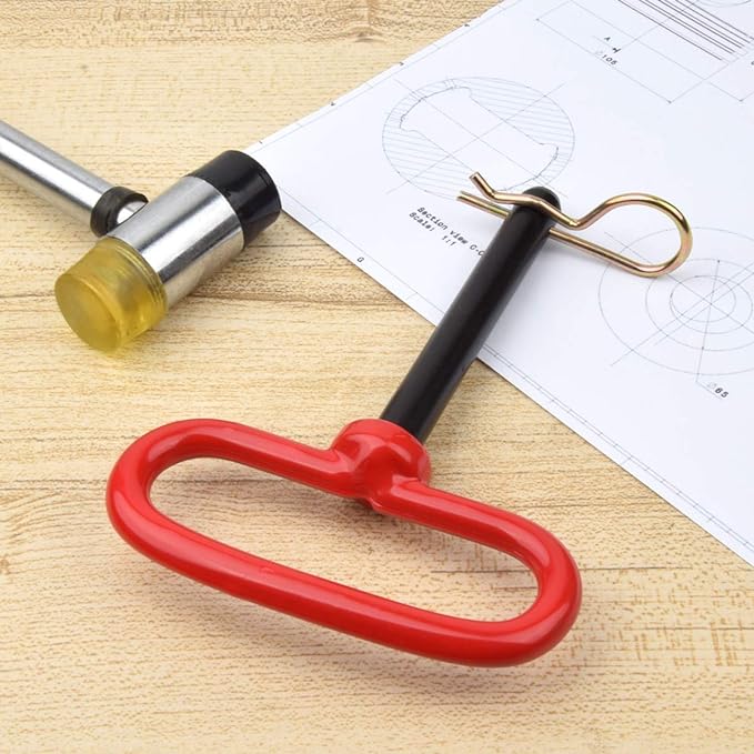 Comonc1/2 Inch Trailer Hitch Pins and Clip Rubber-Coated Handle Red Handle Accessories Tow Hitch for Tractors,Clevis pin,2PCS (1/2 x 3-5/8)