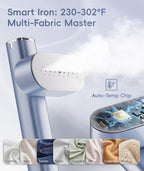 Travel Steamer for Clothes, 100-240V Dual Voltage Portable Garment Steamer, 1000W Travel Size Handheld Steamer & Iron 2 in 1 for Global & Europe Travel, Business, Home, Silver