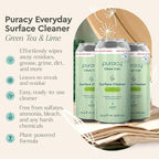 Puracy Multi-Surface Cleaner Clean Can- Plant-Powered All Purpose Cleaner - Surface Cleaner Solution As Seen on TikTok (Green Tea + Lime, 14.4 fl oz, 3 Pack)