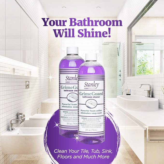 STANLEY HOME PRODUCTS GrimeGuard Bathroom Cleaner - Bleach Free & Non Abrasive Eco Shower & Kitchen Tiles Disinfectant & Deodorizer - Cleans Grime (Refill Bottle)
