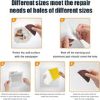 succulentlovers 8Pack Drywall Repair Kit, 6/8/12/12 Inch Dry Wall Patch Kits for Large Holes with Scraper & Sandpapers,Heavy Duty Self-Adhesive Mesh Drywall Hole Sheetrock Repair Kit for Wall Ceiling