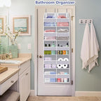 UVIAHOMI Heavy Duty Over The Door Organizer 5 Tiers, Extra Large Behind Door Storage of 10 Front & 10 Mesh Pockets, 80lb Weight Capacity, Hanging Doors Storage for Closet Bedroom Nursery, Light Gray
