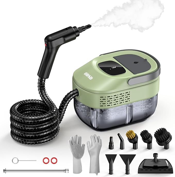 ODSD Steam Cleaner for Home & Car, 3-Level Adjustable Steamer for Cleaning, 15s Heat-Up & 1.6L Large Tank, Handheld Steam Cleaner for Car Detailing, Home, Tile, Grout, Furniture with 15pcs Accessories