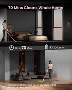 Cordless Vacuum Cleaner for Home, Upgraded 60Kpa Powerful Suction Pet Hair Vacuum with 70min Runtime, Green LED Light for Hardwood Floors & Carpet, Self-Standing Rechargeable Stick Vacuum, Pink
