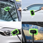 desin Car Windshield Cleaning Tool, Windshield Cleaner with 5 Washable and Reusable Microfiber Pads and Extendable Handle, for Auto Glass Wiper (Green)