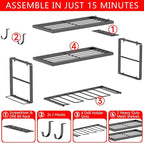 Heavy Duty Drill Holder & Power Tool Organizer Wall Mount, Metal Cordless Tool Organizer for Cordless Drill, Accessory Holder Rack (3 TIER 4 DRILL HOLDER, Without Charging Station)