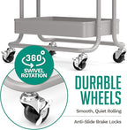 KoolerThings 3-Tier Rolling Metal Storage Organizer - Mobile Utility Rolling Storage Cart, Kitchen Cart with Caster Wheels (Grey)