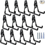 Heavy Duty Garage Hooks 12 Pack, 2.8 inch Small U Shaped Hanger, Wall Mounted Storage System, Power and Garden Tool Organizer, for Hanging Ladders, Hose, Bulk Items and More