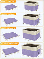 BALEINE 2 Pack Fabric Storage Bins for Shelves, Linen Storage Baskets for Organizing, Decorative Closet Bins for Clothes, Home (Lavender, 12"x8"x8")