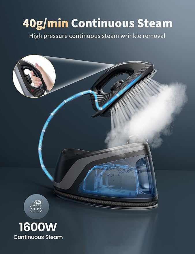 Sundu Steam Iron,40g/min Continuous Steam,44 OZ Removable Tank,Built-In Pump,Ceramic baseplate,Iron Lock For Easy Carry, Steamer Ideal For Home Use