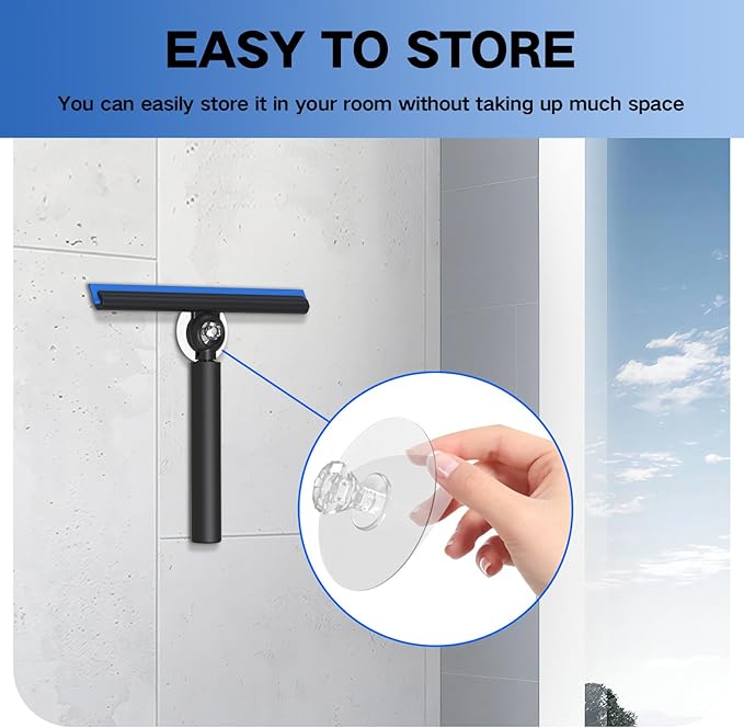 Squeegee for Window Cleaning, Shower Squeegee with Extension Pole, Telescopic Squeegee, Extendable Window Cleaner Tool for Car Windows, Tile Walls, Sliding Door, Shower Glass Door