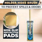 Stainless Steel Toilet Brush and Holder Set Gold & Square Design - Corrosion and Scratch-Resistant Gold Toilet Brush and Holder Set with Splash Protection - for Deep & Effective Bathroom Cleaning