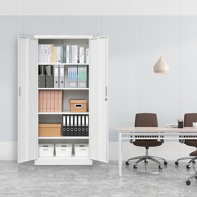 Storage Cabinet, 72 Inch Tall Metal Storage Cabinet with Doors and Shelves,Heavy Duty Metal Cabinet, Pantry Cabinets for Kitchen Storage, Garage Cabinet for Living, Dining Room