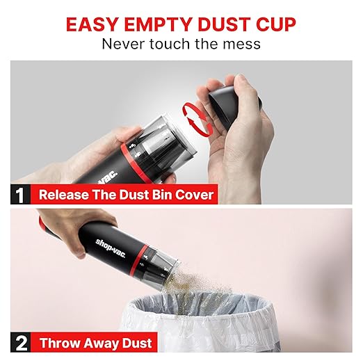 Shop-Vac 2-in-1 Car Vacuum & Air Duster, 14000Pa Blow/Suction Portable Cordless Vacuum, Mini Car Vac, Handheld & Lightweight with 6 Nozzles, Type-C Rechargeable for Auto/Home/Office