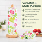 Reusable Paper Towels (12"x10”) - Soft Absorbent 100% Cloth Paper Towels-Washable Paper Towels Rolls w/Cardboard Roll-Reusable Napkins Washable-Dish Cloths (Summer Radish, 12x10inch)