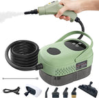 2500W Handheld Steam Cleaner, Pressurized Portable Steamer for Car Detailing, Home Cleaning, Upholstery, Kitchen, Bathroom, 35oz Tank, 6-Level Adjustable Steam Control (Green 2)