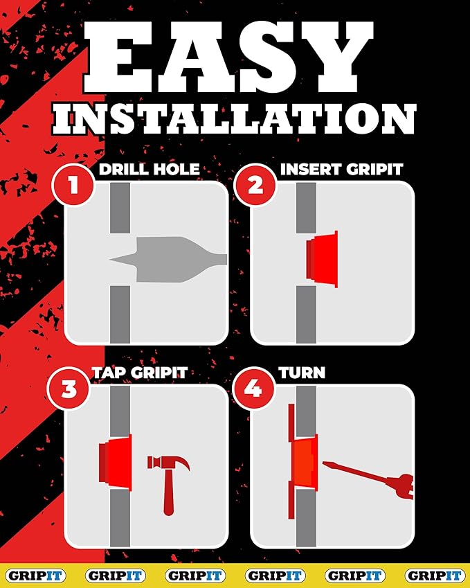 Gripit Red Drywall Anchors (Up to 145Ibs/66kg) | Heavy Duty Drywall Anchors | Wall Anchors and Screws for Drywall | Anchors and Screws Kit | Plaster Wall Anchors | 3/4" Inch Drill Bit | Reusable