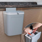 3.2 Gallon/12 L Kitchen Compost Bin for Counter Top/Under Sink, Hanging Small Trash Can with Lid for Cupboard/Bathroom/Bedroom/Office/Camping/RV, Odorless Food Waste Bin, Grey