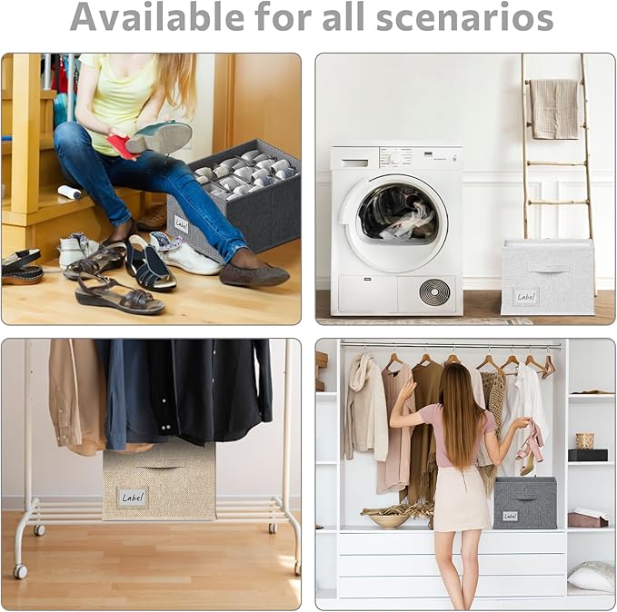 FHSQX 2 Pack Shoe Organizer for Closet,Fits up to 24 Pairs,Fabric Shoe Storage Bins,Large Shoe Box Storage Containers with Bottom Support for Shoes (White, (16.5 * 12.6 * 9.5) x1)