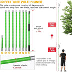 30 Feet Tree Pole Pruner Manual Branches Trimmer Tree Branch Garden Tools Loppers Hand Pole Saws Extendable Height Adustable System for Sawing and Shearing