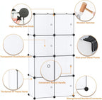 C&AHOME Cube Storage Organizer with Doors, 8-Cube Shelf, Closet Cabinet, DIY Plastic Modular Bookshelf, Storage Shelves Ideal for Bedroom,Living Room,24.8" L × 12.4" W × 48.4" H White USBTM3008B-DOOR