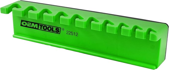 OEMTOOLS 22512 Magnetic Wrench Holder and Tool Organizer, Magnet Holds Up To 10 Wrenches To Most Metal Surfaces, SAE and Metric, 9.25 Inch Magnetic Tool Holder For Shop Or Garage, Green