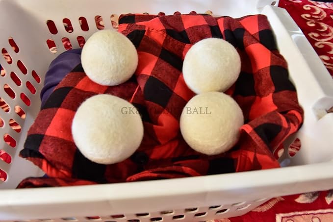 Pack of 2 Wool Laundry Dryer Ball by GK&CO-Reusable Extra Large Premium Natural Fabric Softener, Reduces Clothing Wrinkles, Eco-Friendly~Made of 100% Pure New Zealand Wool~Made in Nepal (2)