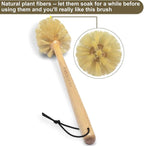 Bottle Brush with Strong Sisal Bristles, 13-3/4 Inch Long Wood Handle Hanging Design Cleaning Brush Cleans and Scrubs Wide Mouth Jars, Glasses, Vases, Mugs and Pitchers