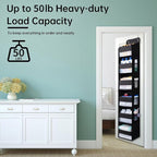 WishJazz Over the Door Organizer, 6 Shelf Hanging Organizer, Anti Tilt 50lbs Back of Door Storage for Bathroom, Nursery, Pantry, Baby Essentials