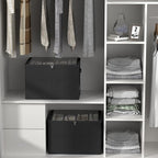 Shoe Organizer for Closet, 2 Pack Sturdy Shoe Storage Bins with Clear Cover, Fits 16-32 Pairs, Foldable Shoe Storage Box with Reinforced Handles (Black, 19.7 * 15.7 * 12.6in)