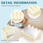 Silicone Soap Dish with Drain, Upgrade Double Suction Cups at The Bottom for Anti-Slip and Stability, Soap Dish Shower Waterfall Bar Soap Holder Tray with Drain Soap Holder (4, CreamWhite)