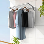 2 Pcs Wall Mount Clothes Drying Rack 26 X 31.5 Laundry Room Organizer Laundry Drying Rack Foldable Stainless Steel Drying Rack Clothing Space Saver Laundry Rack for Hanging Clothes Sock Towel