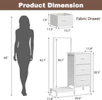 Dresser for Bedroom with Hanging Rack, 3 Drawers Dresser for Bedroom - White