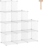 C&AHOME Wire Cube Storage, 9-Cube Organizer Metal, Wire C Grids Storage, Storage Bins Shelf, Modular Bookshelf, Closet Cabinet Ideal for Home, Living Room, Office 36.6”L x 12.4”W x 48.4”H White