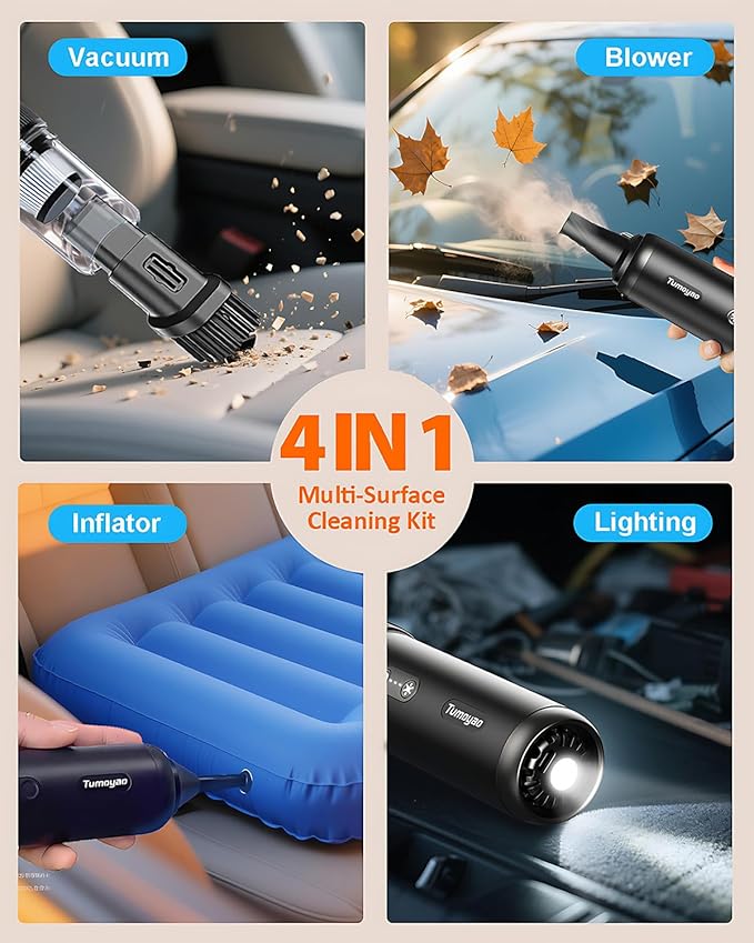 Car Vacuum Portable Cordless, 21000PA Handheld High Power Suction & Blower, Small Cordless Handheld Vacuum Cleaner for Car, Home, Office