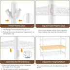 Golpart Coat Rack Clothes Wardrobe：Closet Organizer and Storage Clothing Garment Rack with Shelves Heavy Duty for Hanging Clothes Portable Adjustable White 15.8" DX69 WX76.5 H